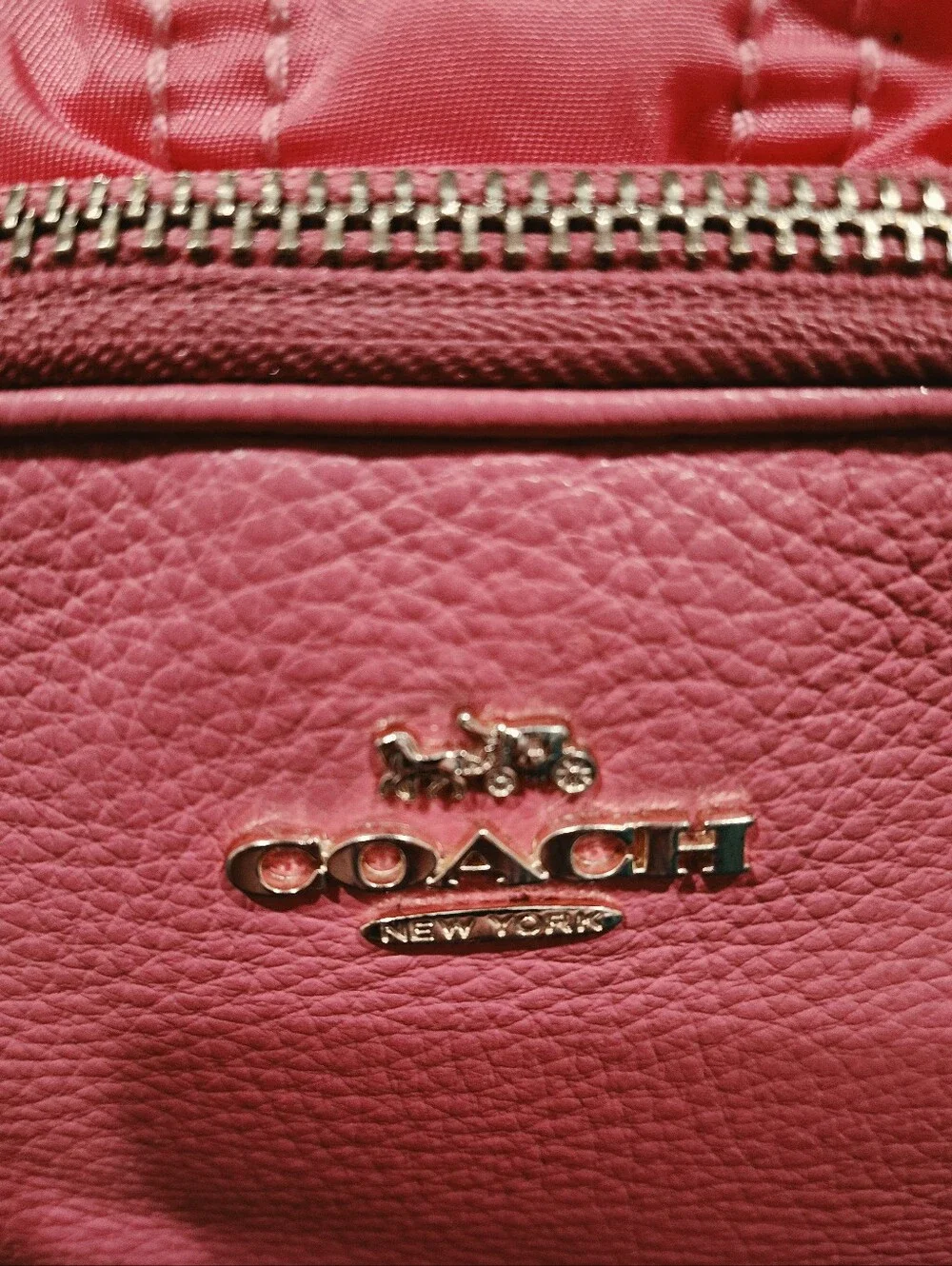 Coach Pink Leather/Nylon Ruched Quilted Texture Crossbody Bag(9